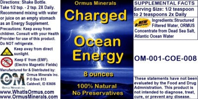 Charged Ormus Ocean Energy Mental Health Clarity Better Vision immunity 16oz