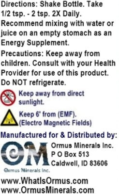 Ormus Ocean Life Minerals Mental Health Clarity Digestion Immunity 8oz
