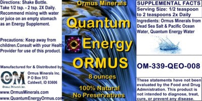 Quantum Energy Ormus Mental Health Clarity Vision Support Immunity 8oz