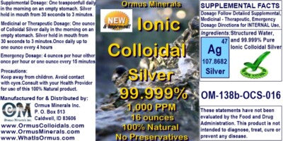 COLLOIDAL SILVER 1000 PPM 16 OZ.- IMMUNE SUPPORT WITH DROPPER