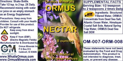 Ormus Minerals Ormus Nectar Mental Health Better Senses Immunity Energy 8oz