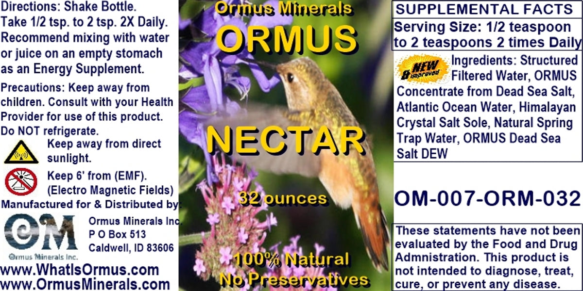 Ormus Minerals Ormus Nectar Mental Health Better Senses Immunity Energy 32oz