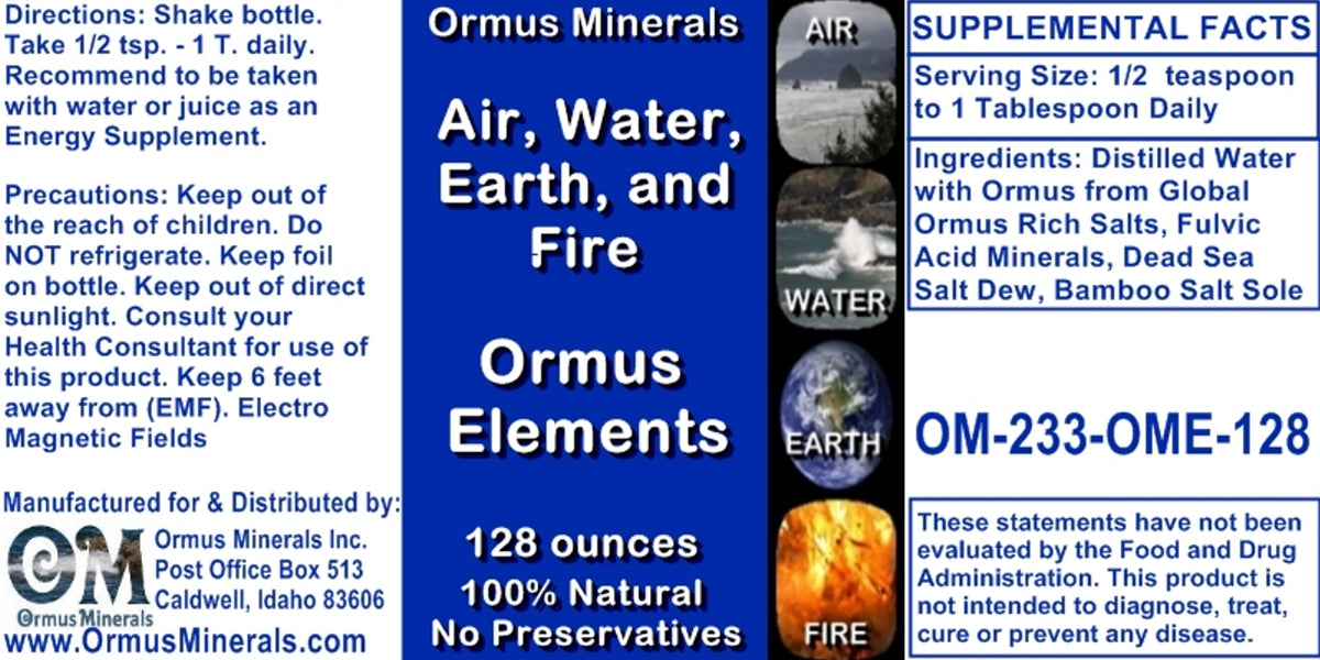 Ormus Minerals Air, Water, Earth, And Fire Ormus Elements