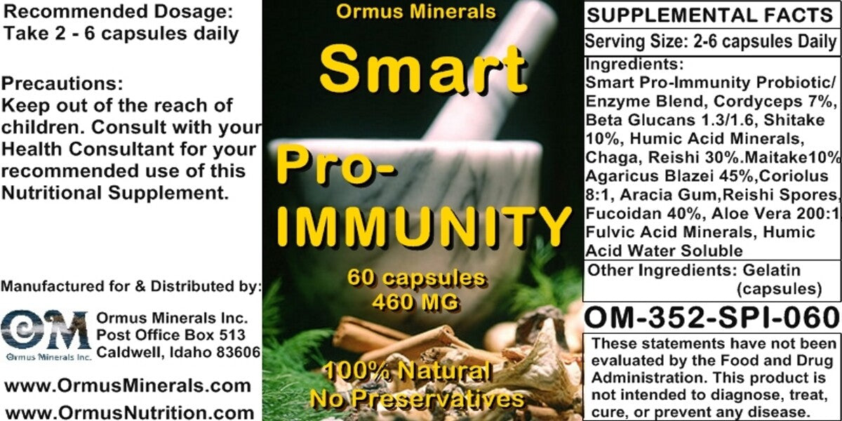 Smart Pro-Immunity Booster Probiotics Energy Minerals Humic Fulvic Acid 60 caps