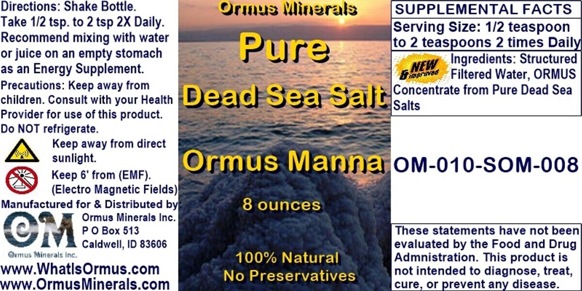 Pure Dead Sea Ormus Minerals