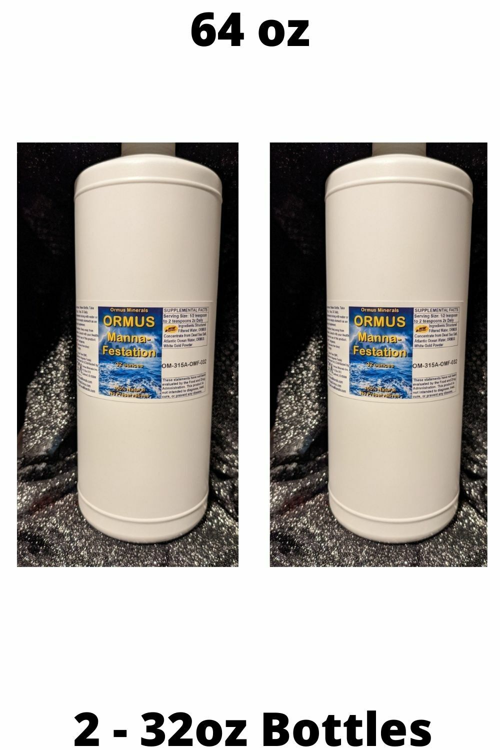 Ormus Manna-Festations - 64oz, Monatomic Ormus gold liquid mineral supplement -