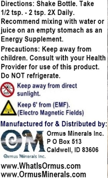 M3 Ormus Minerals Ormus Mental Health Immunity Skin Electrolytes Energy 8oz