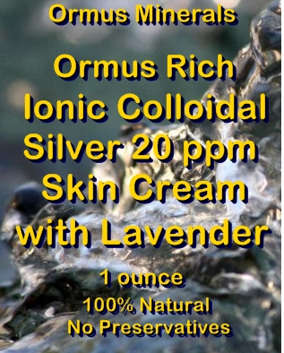 Ormus Minerals -Ormus Rich Ionic Colloidal Silver 20 ppm Skin Cream with Lavender