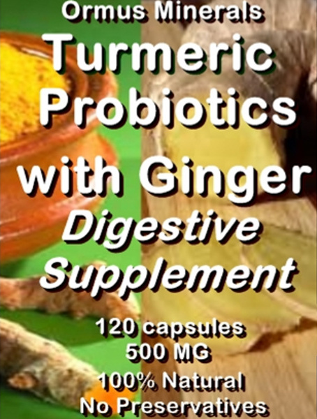 Ormus Minerals Turmeric Probiotics with Ginger Digestive Supplement
