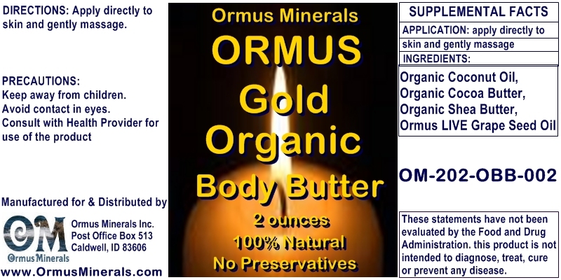 Ormus Minerals Ormus Gold Organic Body Butter