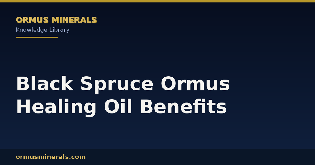 Black Spruce Ormus Healing Oil Benefits header graphic