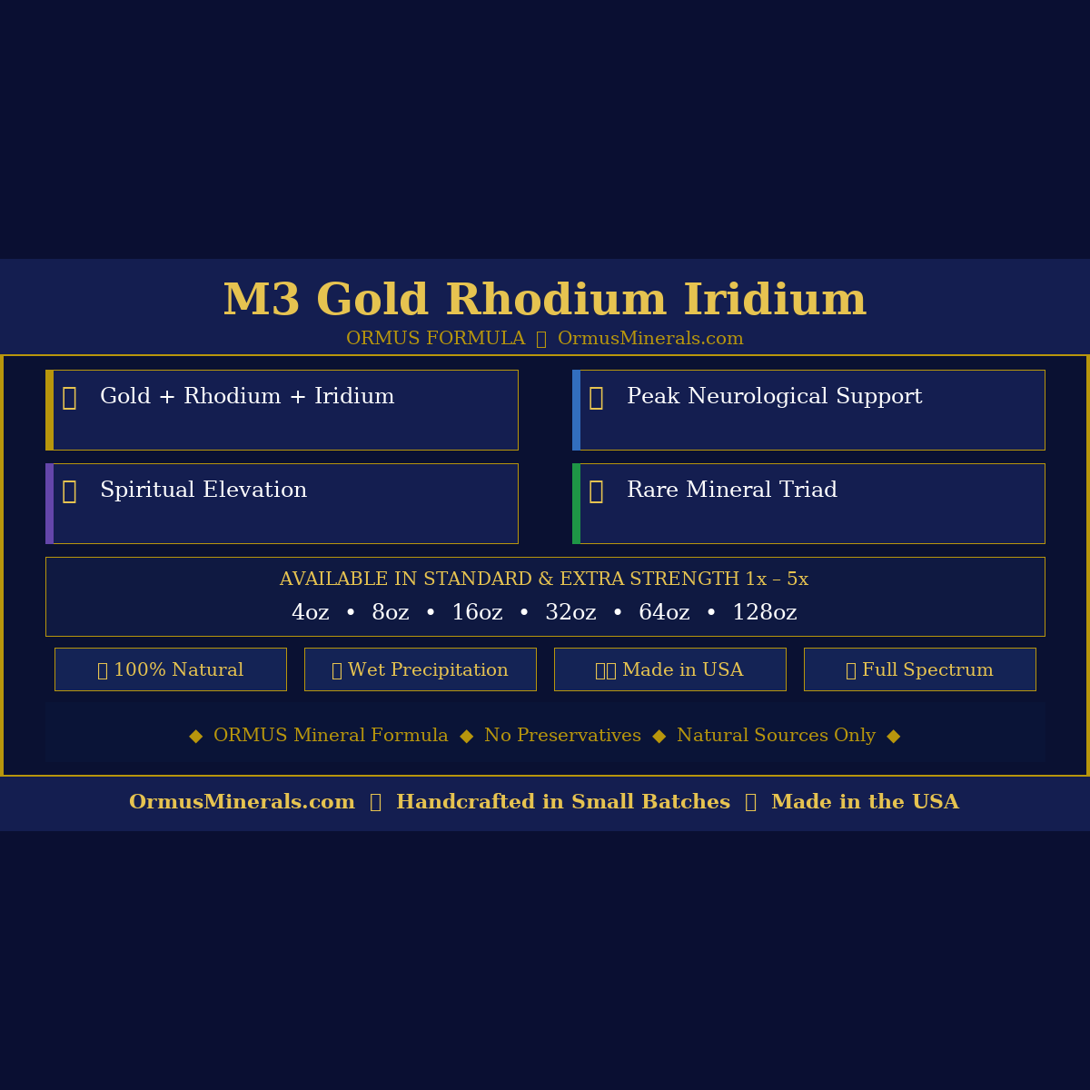 Ormus Formula M3 Ormus Gold Rhodium Iridium 4oz