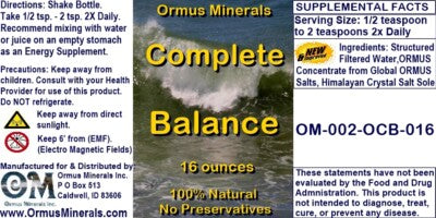 Complete Balance Ormus Minerals 16oz Extra Strength