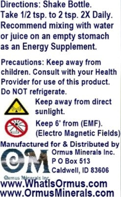 Ormus minerals Ocean Energy Mental Health Clarity Better Vision immunity 8oz