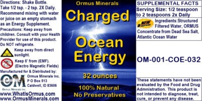 Charged Ormus Ocean Energy Mental Health Clarity Better Vision immunity 32oz