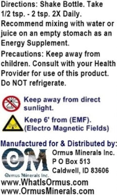 Combined Energy Ormus Mental Health Clarity Vision Immunity Aches Pains 128oz