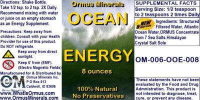 Ormus minerals Ocean Energy Mental Health Clarity Better Vision immunity 8oz