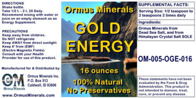 Gold Energy Ormus Ocean Mental Health Clarity Vision Support immunity 16oz