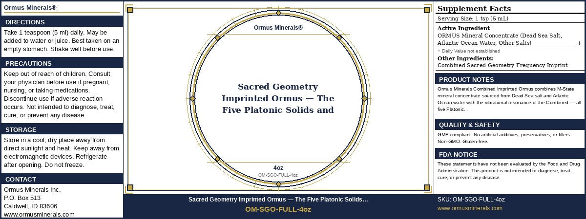 Sacred Geometry Imprinted Ormus — The Five Platonic Solids and Combined Formula — sacred geometry imprinted ormus mineral