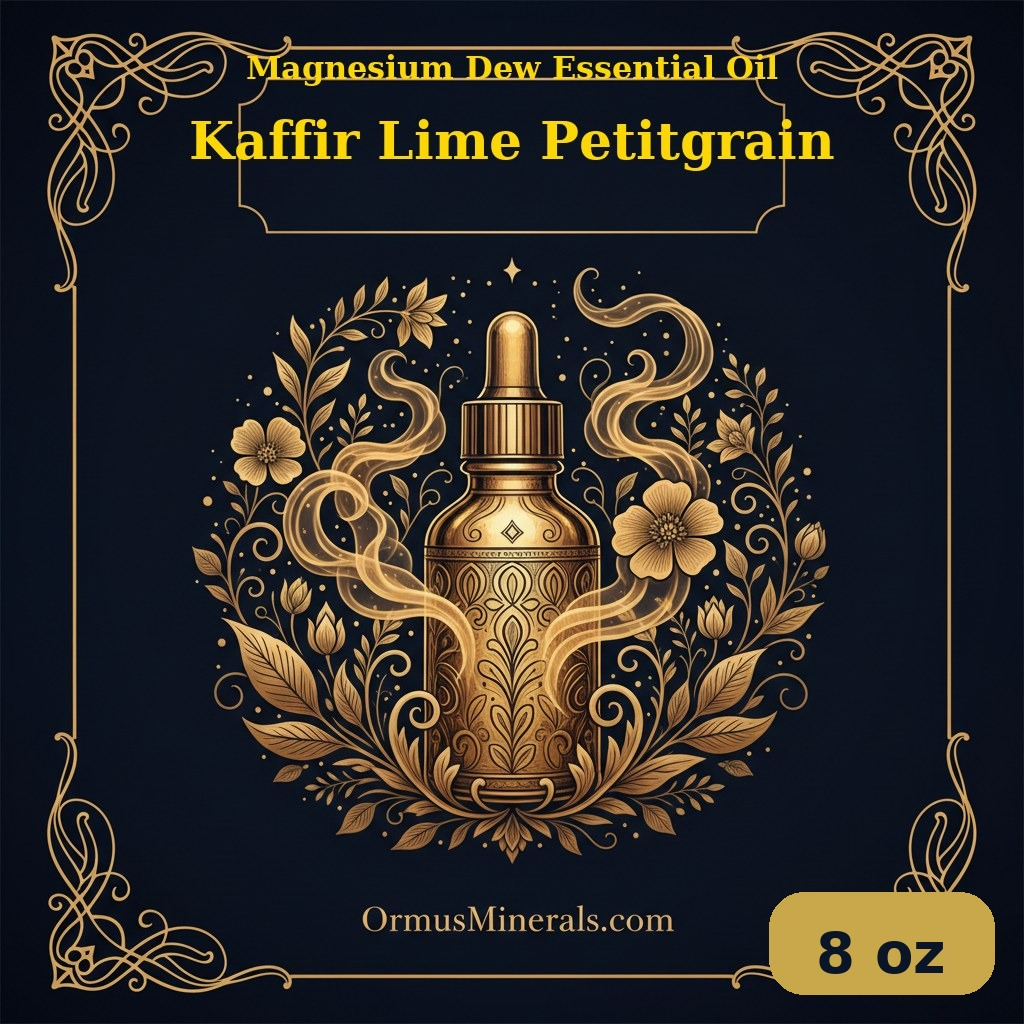Ormus Magnesium Dew Essential Oil Kaffir Lime Petitgrain 8oz | OrmusMinerals.com