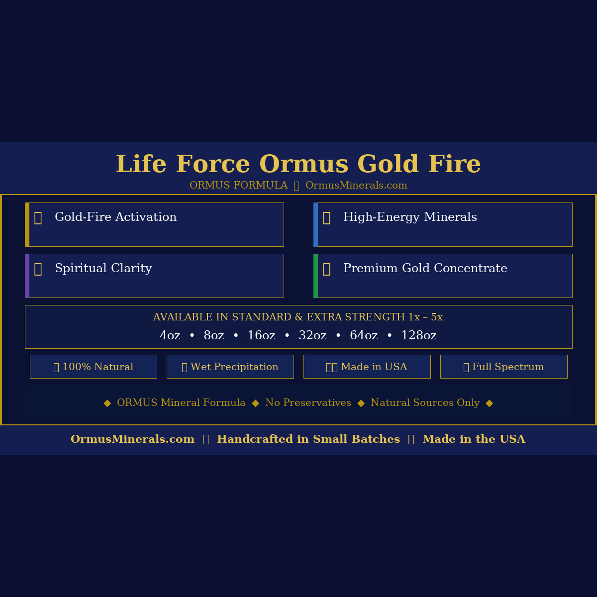 Ormus Formula Life Force Ormus Gold Fire 64oz