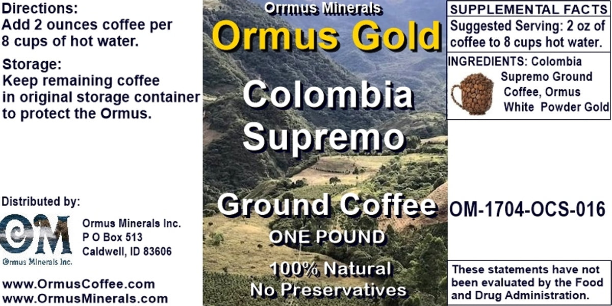 Ormus Gold Coffee Colombia Supremo