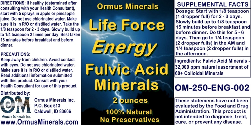 Life Force Energy Fulvic Acid Minerals