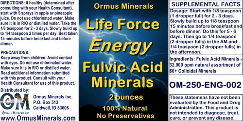 Life Force Energy Fulvic Acid Minerals