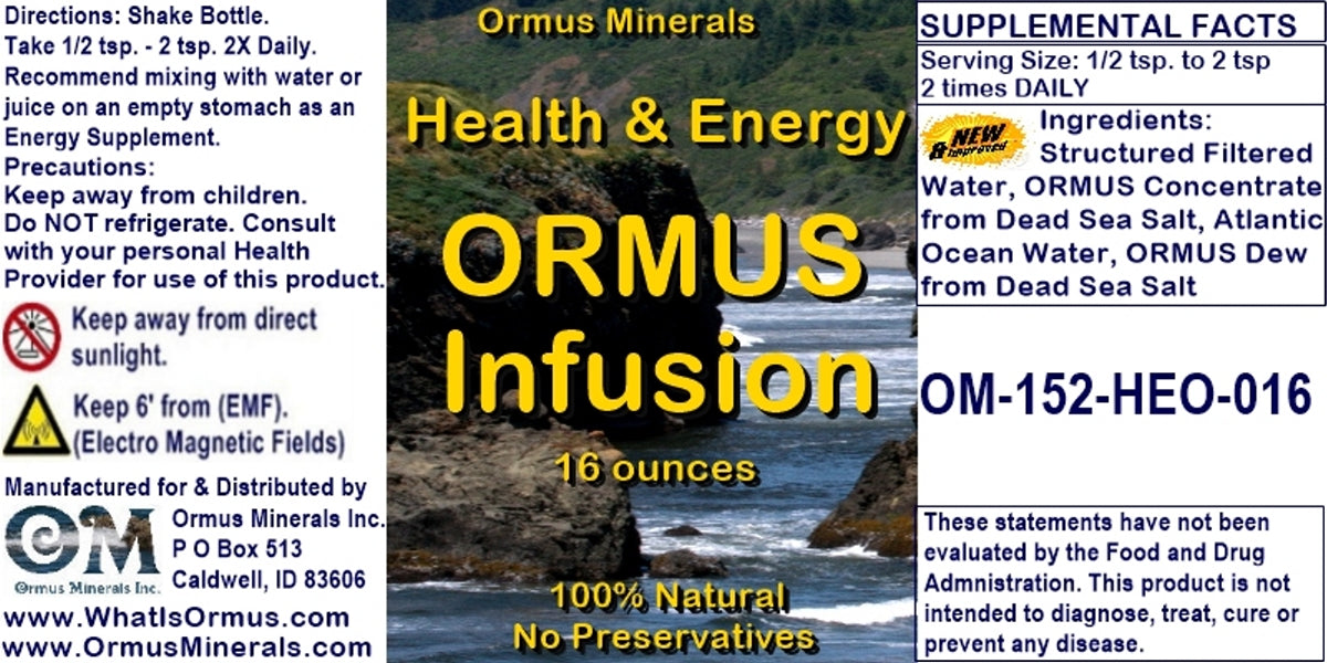 Health & Energy infusion Ormus Minerals Mental Health Immune Skin Detox Energy