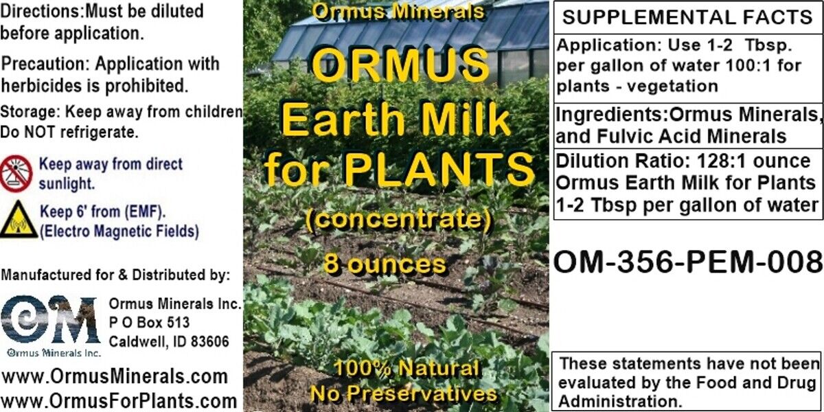Earth Milk Plant Ormus Minerals Mental Health Immune Skin Detox Energy