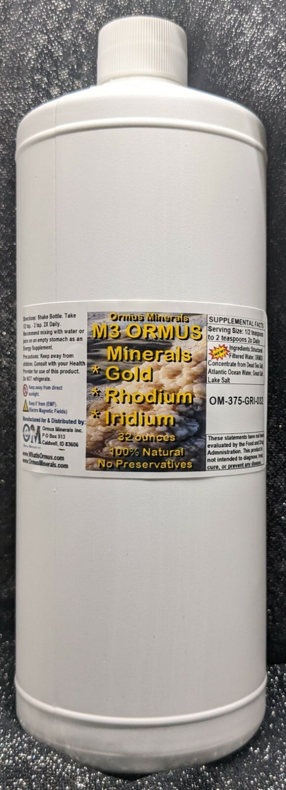 M3 Ormus Minerals Ormus Mental Health Immunity Skin Electrolytes Energy 128oz