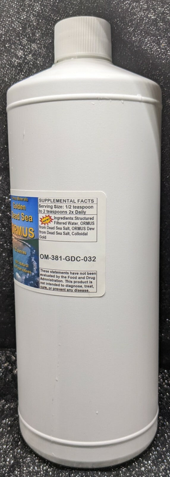 Golden Dead Sea Ormus Mental Health Pain Relief Skin Support Immunity 32oz