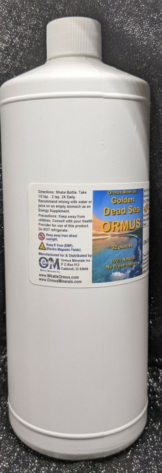 Golden Dead Sea Ormus Mental Health Pain Relief Skin Support Immunity 32oz