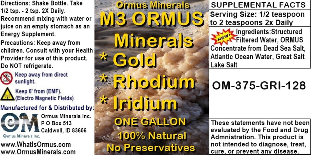 M3 Ormus Minerals Ormus Mental Health Immunity Skin Electrolytes Energy 128oz