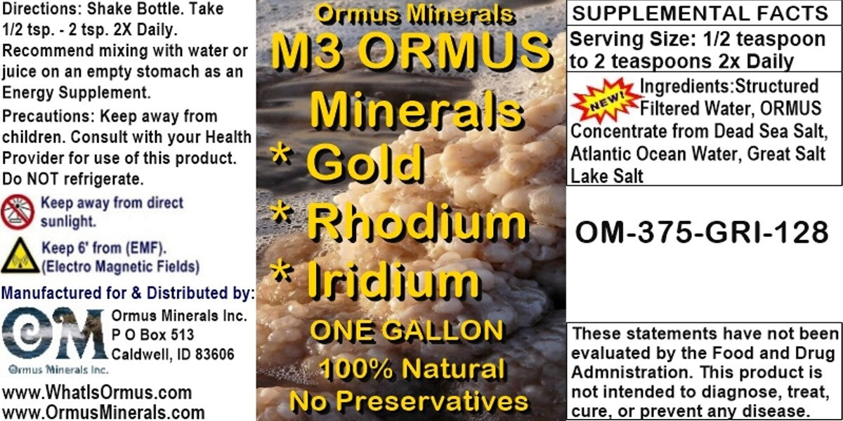 M3 Ormus Minerals Ormus Mental Health Immunity Skin Electrolytes Energy 128oz