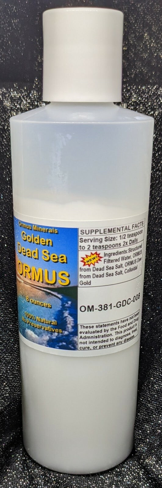 Golden Dead Sea Ormus Mental Health Pain Relief Skin Support Immunity 16oz