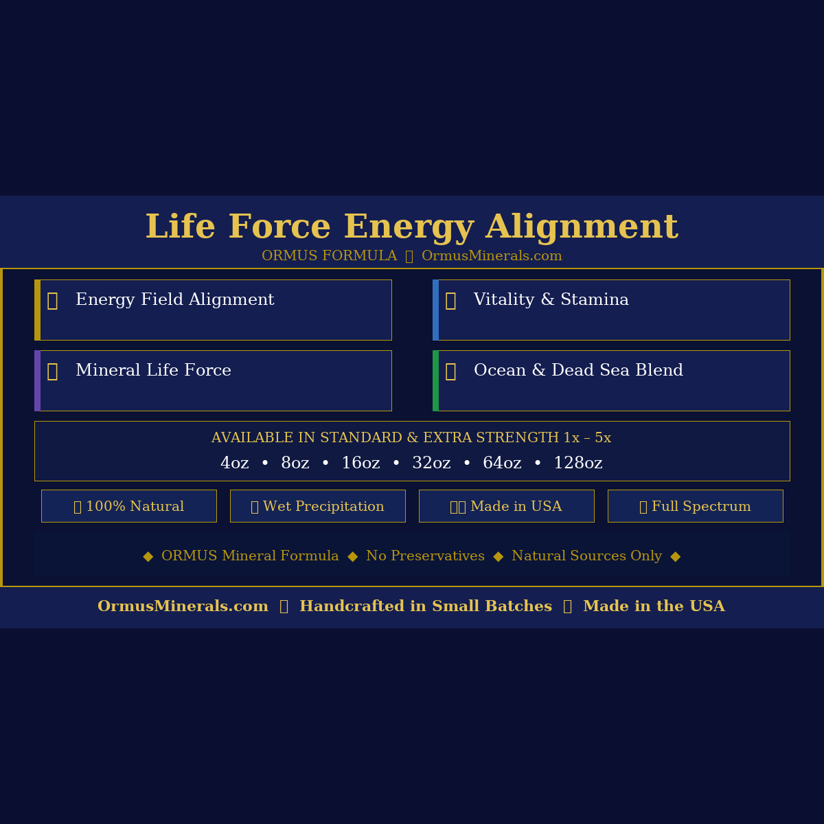 Ormus Minerals Life Force Minerals Energy Alignment 32oz Extra Strength 3x