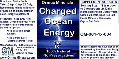 Charged Ormus Ocean Energy 4oz Extra Strength