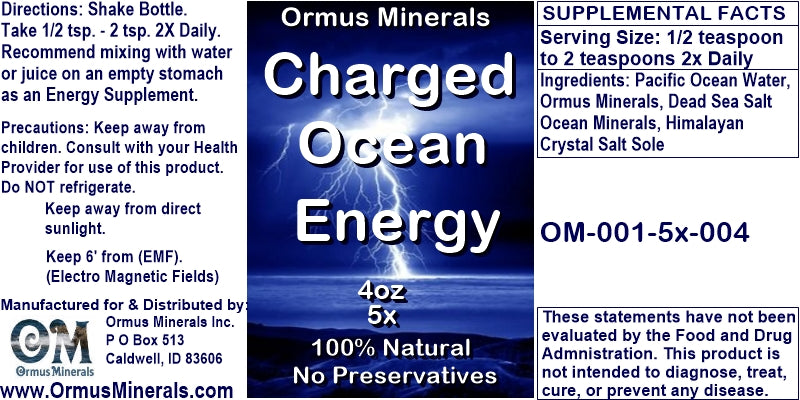 Charged Ormus Ocean Energy 4oz Extra Strength