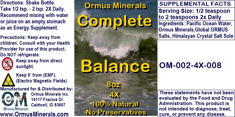 Complete Balance Ormus Minerals 8oz Extra Strength