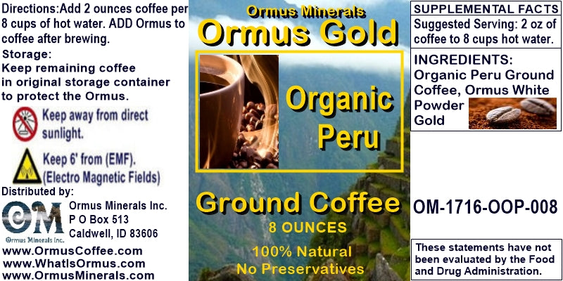 Ormus Gold Coffee Medium Organic Peru