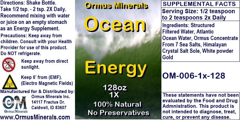 Ormus Minerals Ocean Energy 128oz Extra Strength