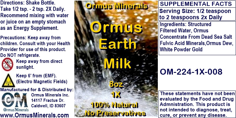 Ormus Earth Milk Extra Strength 8oz