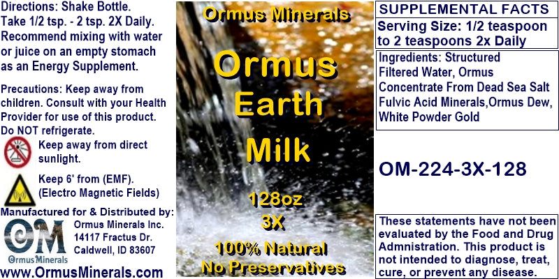 Ormus Minerals Ormus Earth Milk 128oz Extra Strength