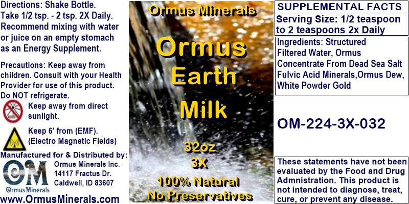 Ormus Minerals Ormus Earth Milk 32oz Extra Strength