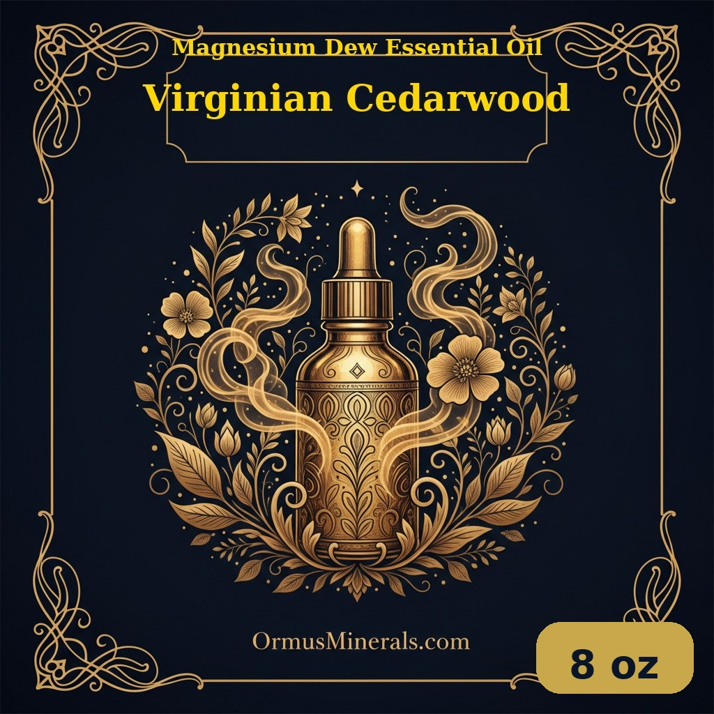 Ormus Magnesium Dew Essential Oil Virginian Cedarwood 8oz | OrmusMinerals.com