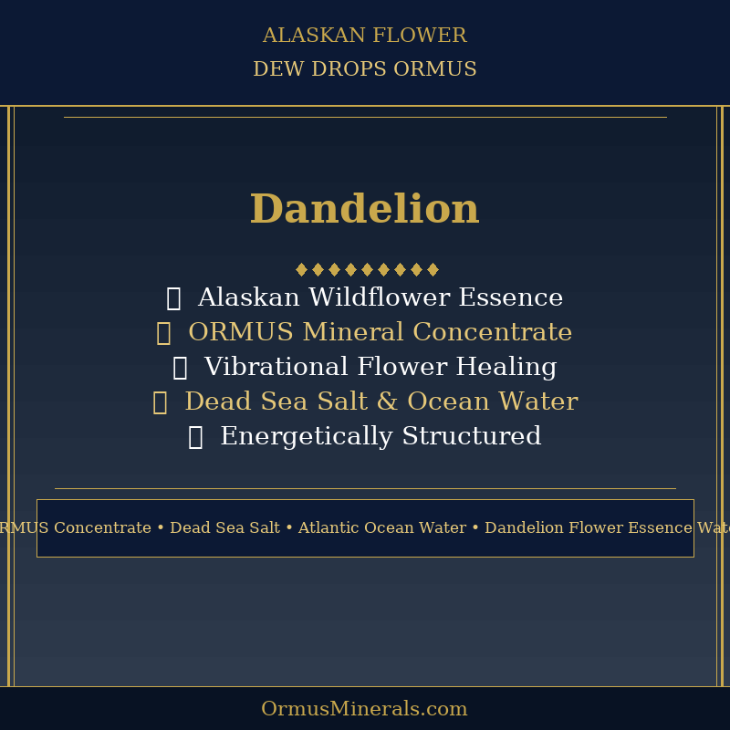 Ormus Minerals Alaskan Flower DANDELION Dew Drops 4oz Extra Strength 3x
