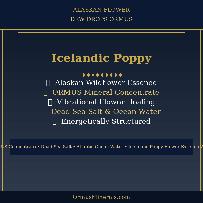 Ormus Minerals Alaskan Flower ICELANDIC POPPY Dew Drops 4oz Extra Strength 1x