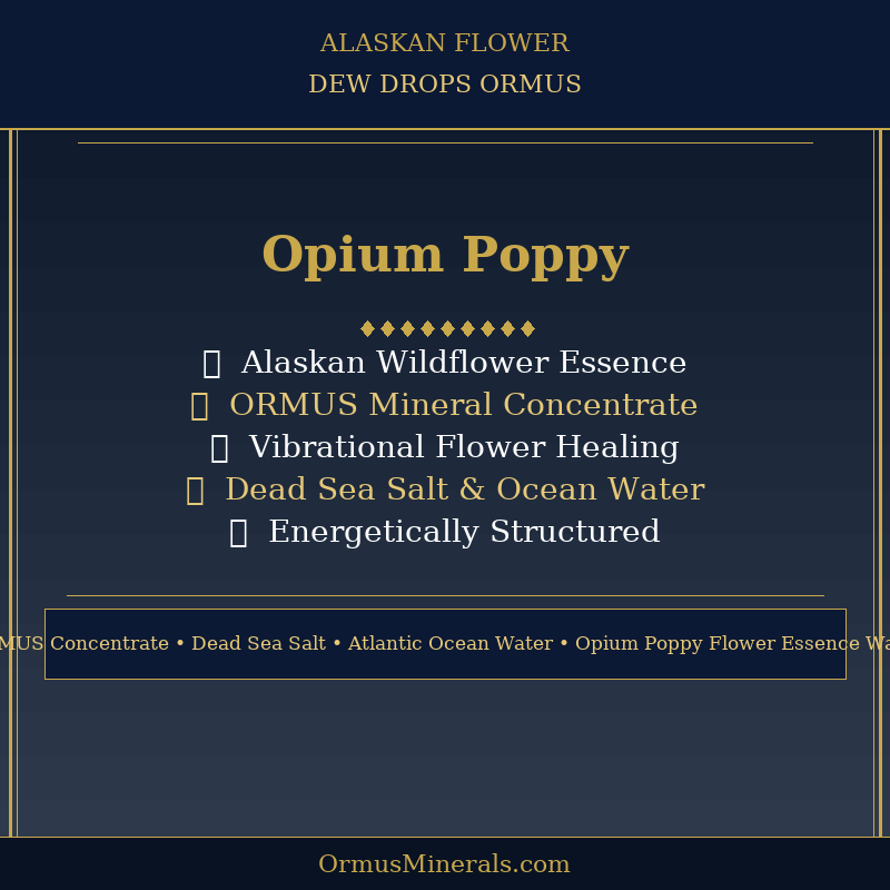Alaskan Flower OPIUM POPPY Ormus Dew Drops 8oz Extra Strength 5x