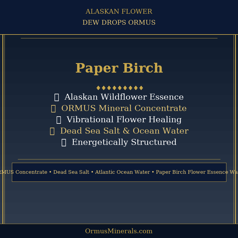 Ormus Minerals Alaskan Flower PAPER BIRCH Dew Drops 8oz